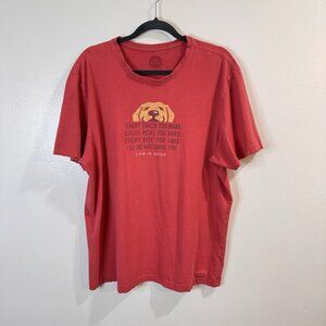 Life is Good Crusher T-shirt XL Unisex Dog Golden Retriever Lab Red 100% Cotton